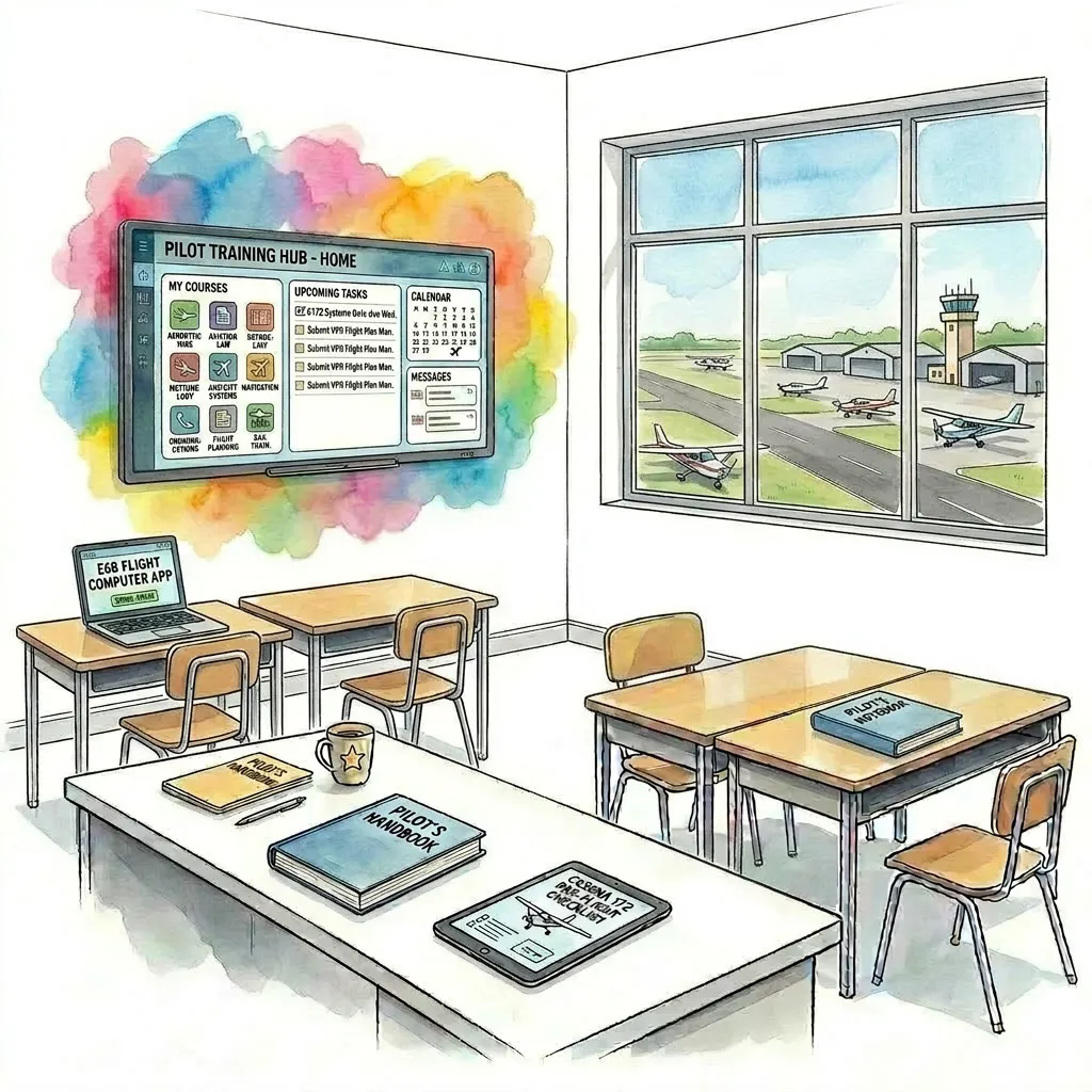 Pilots training center with digital learning tools